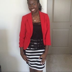 The Limited Black and cream striped pencil skirt